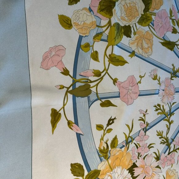 Vintage Hermes Romantique Silk Scarf by Maurice Tranchant Blue and Pink - Picture 6 of 15